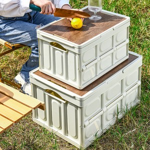 Folding Storage Bins With Wood Lid Collapsible Closet Organizers And Storage Container Multifunction Plastic Storage Box