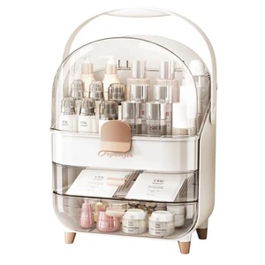 Large Capacity Dustproof Plastic Storage Box for Cosmetics Luxury Display Stand for Mask Lipstick Skin Care Products Square