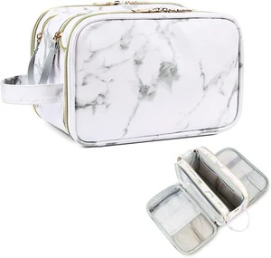 Fancy Limitless Separators Marble PU Hanging Travel Wash Bag with Handgrip Archetypal Universal Quick Dry Durability Toiletry