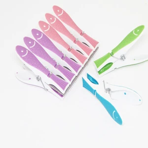 Fish Design Assorted Color PP TPR Plastic Multifunction Rectangle Clothespin 12-Piece Set For Home Use