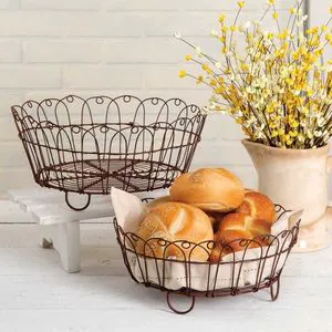 Strong Metal Wire Handmade Iron Wire Basket for Kitchen Supplies Countertop Utensils Storage Metal Made in India Baskets