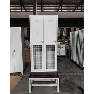 2 Door Steel Lockers for School Gym Bench Locker Room Metal Lockers Room Storage Cabinet With Bench