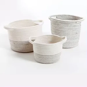 Wholesale Home Decor Cotton Rope Woven Storage Basket Foldable Storage Container Storage Baskets for Organizing