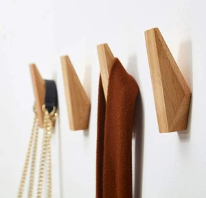 Easy Install Painted Natural Real Walnut Cute Mid Century Modern Multifunction Wooden Wall Coat Rack With Mounted Hook