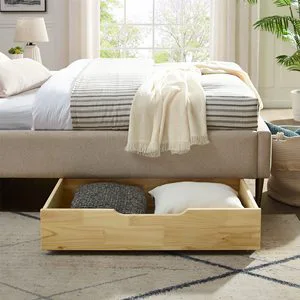 Hot Sales Wooden Underbed Storage Organizer Drawer Solid Wood Under Bed Storage Drawer with 4-Wheels