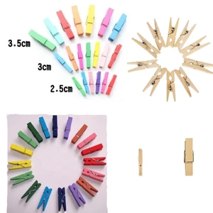 Wholesale Jianyang W-25mm Color Bambus Mini Wooden Clothes Pegs Colorful Multifunction Clips in Various Sizes for Clothing