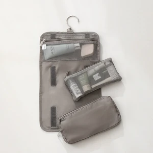 Simple Design Portable Foldable Toiletry Washing Bag with Hanging Hook Detachable Waterproof Travel Toiletry Storage Bag
