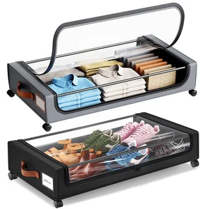 Metal Drawer Containers Underbed Shoe Storage Box Organizer Rolling Under Bed Storage With Wheels for Clothes Blankets