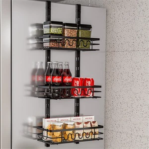 Perforated-Free Wall-Mounted Zinc Alloy Toy Storage Racks Portable Multifunction Living Room Racks For Cling Film And Seasoning