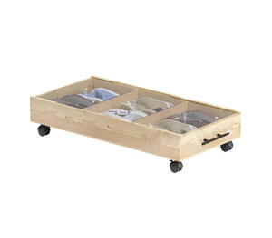 Solid Wood Under Bed Storage Drawer with Lids Wheels Handles Optimize Under-Bed Storage Smooth Movement for Living Room Bedroom