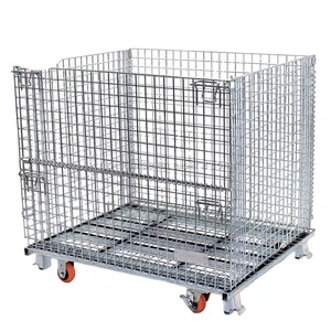 Wire Mesh Container Pallet Metal Logistic Box Steel Stackable Collapsible Galvanized Storage Cage