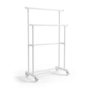 A Three-tier Coat Storage Rack Is Installed. Carbon Steel Garment Rail.2.8cm Thick Pipe.Applicable to Bedroom Balconie
