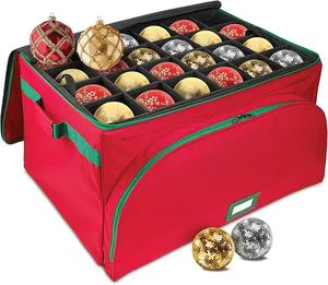 Premium Christmas Ornament Storage Container Holds 72 Ornaments 4 Inch (Approx. 182.9-10.2 Cm) Durable 600D Fabric Adjustable