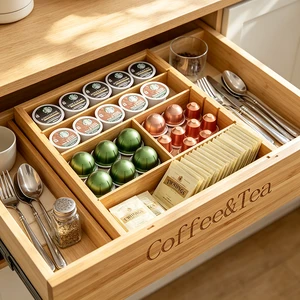 Wooden Handicrafts K Cup Holder For Drawer Countertop Coffee Pod Holder K Cup Pod Storage Tea Bag Organizer Storage Artware
