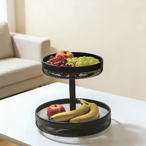 DaS Removable Round Shape Metal 2 Tiers Iron Wire Fruit Basket for Fruit Food Storage
