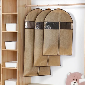 FF260 Closet Storage Keep Clean Dust Cover Non-woven Fabric Suit Covers with Zipper and Transparent Window Suit Garment Bags