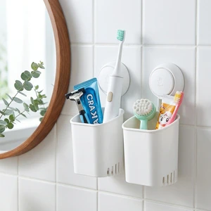 TAILI No Drill Adjustable Drawers Storage Holders Vacuum Suction Cup Wall Hook Tools Toothbrush Holder For Bathroom