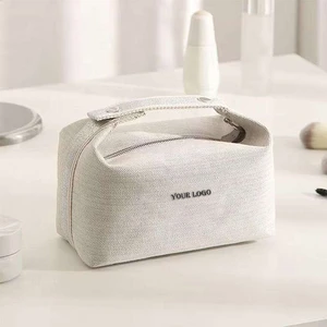 Custom Natural Plain Canvas Cotton Hemp Jute Makeup Cosmetic Bag Wholesale Travel Reusable Durable Cosmetic Bag for Women