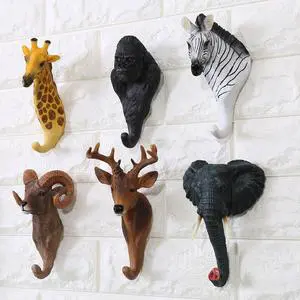 Home Creative Vintage Decor Cafe Bar Shop Mounted 3D Animal Wall Hanging Hook Hanger Bag Keys Clothes Holder