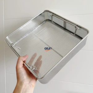 Foodgrade 304 stainless steel wire mesh vegetable storage basket and instrument disinfection basket.