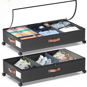 Amz Hot Under Bed Storage with Wheels Detachable Fabric Under Bed Storage Containers with Dividers for Clothes
