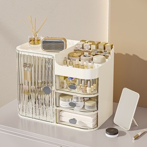 Household Cosmetics Skin Care Multi-functional Dustproof Large Capacity Storage Box with Rack for Lipstick and Mask