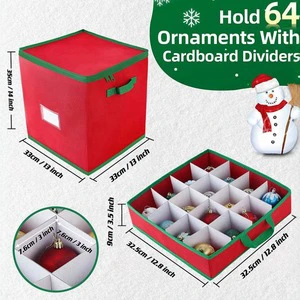 Amz Hot Christmas Decoration Organizer Ornament Balls Stackable Fabric Storage Box Set Stores 64 Holiday Ornaments Eco-Friendly