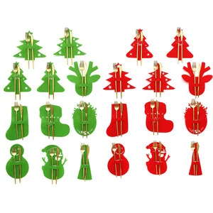 HU-83 Christmas Products Non-woven Fabric Cutlery Holder 11pcs/set