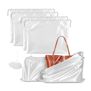 Fashionable Silk Drawstring Pouch Dustproof Storage Cover Bag for Handbags and Clothes Travel Essentials