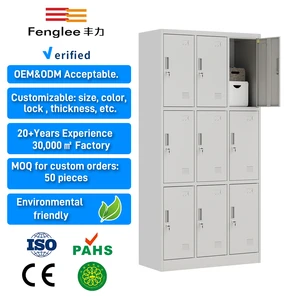 9-Door Key-Locked Steel Storage Locker Knock-Down Structure for Sports Gym School Worker Closet or Home Use