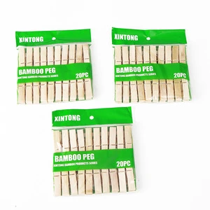Wholesale Natural Wood Clothes Pegs Bamboo Clothespins for Household Multi-function Bamboo Wooden Table Cloth Clips