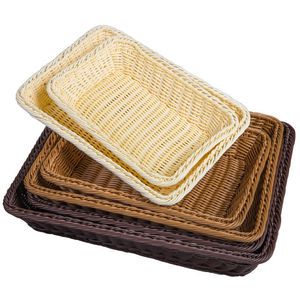 Custom Luxury Hand-woven Home Storage Plastic Wicker Rattan Bread Fruit Clothing Small Storage Rattan Basket