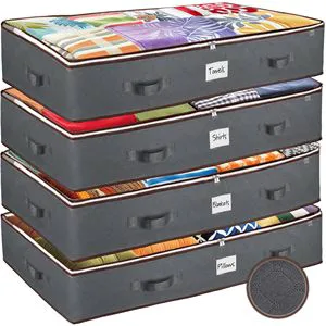 Large Clear Window Under Bed Storage Bag Organizers Closet Systems & Containers for Clothes Blankets & Shoes