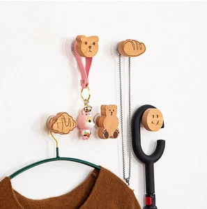 PUSELIFE Home Storage Cartoon Cute Animal Hooks Wall Mounted Hook Wood Coat Rack Wooden Wall Hook for Living Room