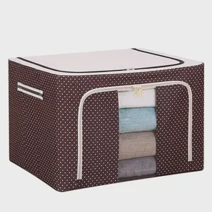 Closet Storage Bag Foldable Oxford Fabric Storage Box Organizer with Tight Handles Clear Window for Clothing Bedding Wardrobe