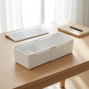 PP Rectangle Drawer Storage Box Retractable Adjustable Divider Stackable 1L Capacity for Kitchen Utensils Desktop Cosmetics