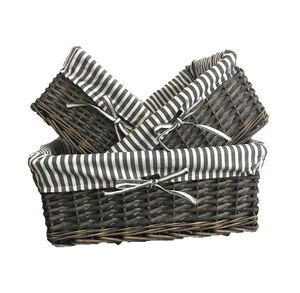 Modern Style Woven Willow Basket Storage Organizer Wicker Lining Bins Eco-Friendly Craftsman Style 20-35L for Toy Kitchen