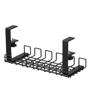 Metal Wire Organizer with Clamp, No Drill Desk Cord Rack for Cable Management, Computer Wire Organizer for Office and Home