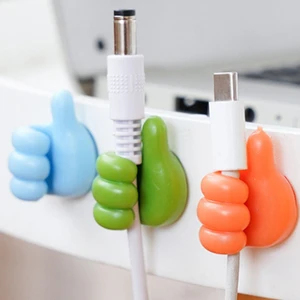 Plastic Thumb Hook Hub Creative Cute Data Cable Storage Fixed Wire Organizer Seamless Non-Punching Wall Mounted Living Room