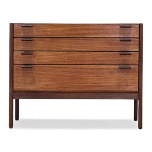 Mid Century Scandinavian & Japanese European Modern Solid Teak Bedroom Dresser Chest of Drawers Desk with Storage