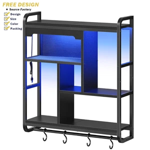Modern Custom-made Adjustable Metal Multi-functional Wall-mounted Storage Rack with Hooks
