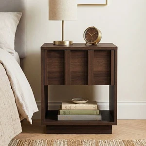 Modern Walnut Bedside End Table Wooden Bedroom Night Stand Nightstand With Drawer