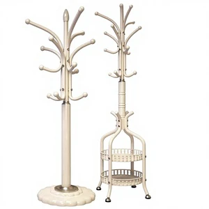 Home Iron Coat Rack with Marble Design Floor-Standing Bedroom Clothes Storage and Hanger Rack