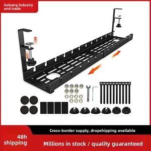 No Drilling Extendable Metal Under Desk Cable Management Clamp Retractable Power Strip Cord Holder Office Organizer 31Inch