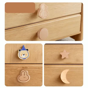 Puselife Multifunctional Push Pull Cabinet Drawer Wall-mounted Beech Wood Creative Hook Wood Handle Furniture Handle Knob