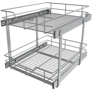 Storking 2-Tier Pull-Out Wire Basket Pull Out Metal Kitchen Cabinet Organizer for Closets Storage Baskets