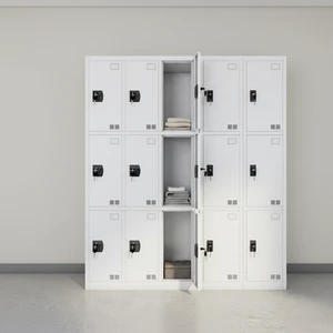 Public Clothes Steel Locker with Electronic Lock Large Capacity 9-Door Durable Rust Resistant Storage Cabinet