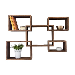 Factory Wood Wall Mounted 98x60cm Large Capacity Classic Painted Flexible Design Custom Logo Storage Rack 5 Piece Set Home