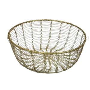 Gold Iron Round Metal Mesh Wire Basket for Kitchen & Living Room Storage Durable Food Container with Eco-Friendly Design
