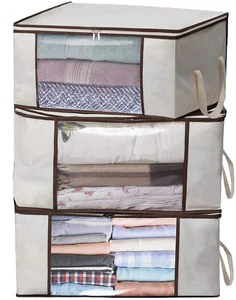 Home Basics Minimalist Foldable Storage Bag Underbed Quilt Blanket Organizer Dust & Moth Proof Quilt Storage For Home